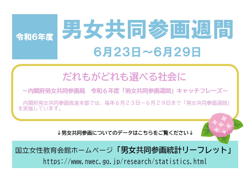 2024年度「男女共同参画週間」データ紹介 | 広島市男女共同参画推進センター ゆいぽーと